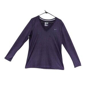 Nike Womens XL Dri-Fit Lightweight Regular Fit V-Neck Long Sleeve Shirt